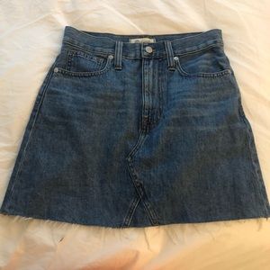 Madewell ridged denim a-line mini skirt